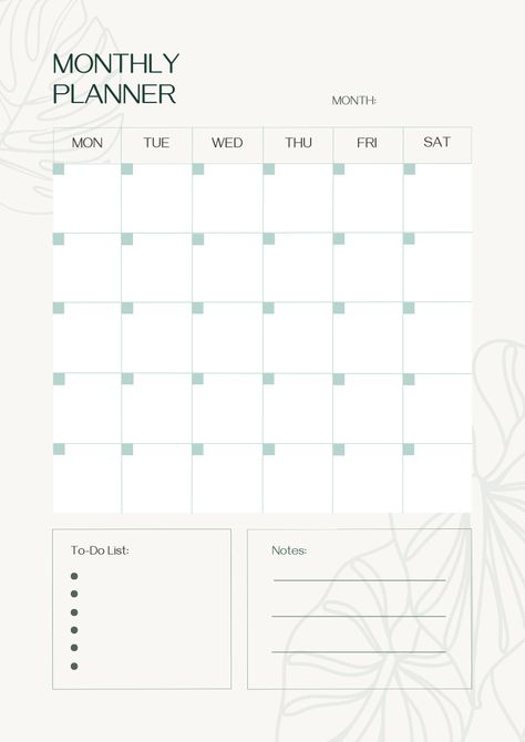 Green Monthly Planner, Monthly Planner Template Aesthetic, Student Planner Printable Free Templates, Planner Template Cover, Monthly Planner Template 2023, Cute Monthly Planner Template, Aesthetic Monthly Planner Template, Goodnotes Template Free, Aesthetic Monthly Planner