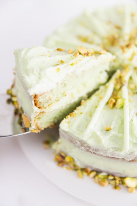 Moist Pistachio Cake Recipe, Pistachio Cake With Box Cake And Pudding, Easy Pineapple Pistachio Cake, Pistachio Frosting Recipe, Moist Pistachio Cake, Pistachio Raw Cake, Pistachio Cake With 7up, Pistachio Frosting, Cake With Pistachio