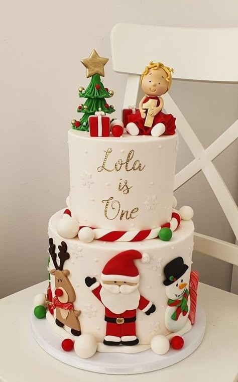 1st Birthday Cake Christmas Theme, Christmas Birthday Party 1st Cake, First Birthday Cake Christmas, Christmas 1st Birthday Cake, Christmas Birthday Cakes For Boys, First Birthday Christmas Cake, Christmas Birthday Cake Girl, Christmas First Birthday Cake, Christmas Bday Cake