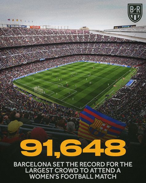 Bleacher Report Football on Instagram: “Barcelona vs. Wolfsburg set the record attendance for a women’s football match 👏” Instagram Barcelona, Bleacher Report, Large Crowd, Football Match, Womens Football, April 22, Soccer Field, Barcelona, Football