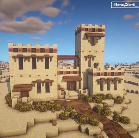 Minecraft Desert House, Desert Villa, Minecraft Desert, Minecraft Steampunk, Minecraft Structures, Minecraft House Plans, Minecraft Farm, Easy Minecraft Houses, Minecraft Castle