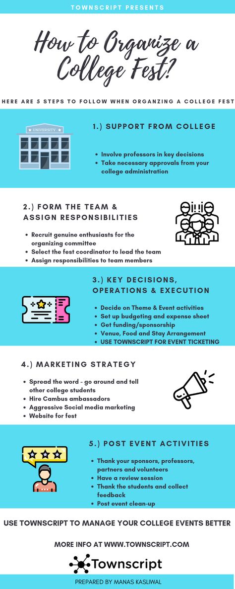 A standout amongst the most noteworthy occasions of your college life is the college fest. They are meant to be unforgettable. Organizing a college fest is a momentous accomplishment and the diligent work pays off when you feel the happiness on the essences of your mates and educators.  Arranging a college fest requires a great deal of proper planning. It takes a lot of time, effort and money to organize a college fest. Keep in mind these essential steps when organizing a splendid college fest! College Fest Event Ideas, Fest Ideas College, College Fest Ideas, Event Ideas College, College Club Activities, Fun College Events, College Event Ideas, Event Ideas Creative, College Fest