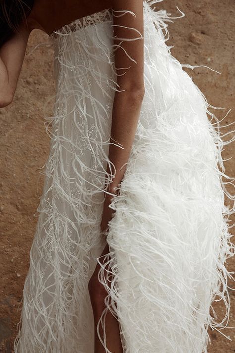 Wedding Dress Feathers, Dress Feathers, Bridal Attire, Ostrich Feather, Fabric Accessories, Wedding Mood Board, Feather Dress, Wedding Mood, A Line Gown