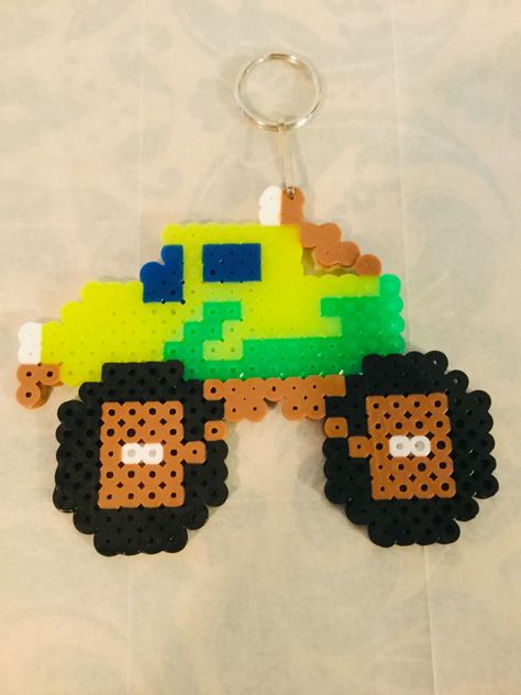 Perler Monster Truck Monster Truck Perler Beads, Truck Perler Beads, Truck Crafts, Four Wheeler, Rave Babe, Perler Ideas, Beads Patterns, Melty Beads, Monster Jam