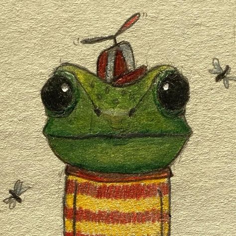 Frog House Drawing, 4 Style Drawing, Indie Art Drawings, Green Things To Draw, Indie Art Ideas, Funky Drawing Ideas, Mushroom With Eyes, Frog Art Aesthetic, Indie Painting