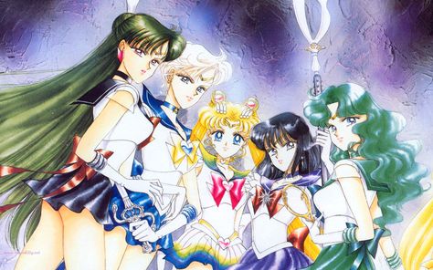 The Outer Soldiers and Super Sailor Moon Sailor Moon Manga Art, Sailor Moon Group, Moon Queen, Outer Senshi, Usagi Sailor Moon, Arte Sailor Moon, Naoko Takeuchi, Moon Images, Sailor Scout