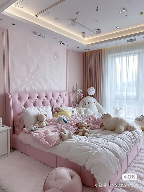 Huge Pink Bedroom, Room Organization Bedroom, Girls Room Design, Home Hall Design, Future Apartment Decor, Aesthetic Rooms, Dreamy Room, Bedroom Furniture Design, Room Makeover Bedroom