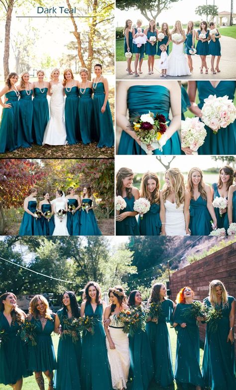 Dark Teal Wedding Bridesmaid Dress, Fall Teal Bridesmaid Dresses, Dark Teal Bridesmaid Dresses Long, Bridesmaid Dresses Teal Blue, Teal Braidsmaid Dresses, Dark Turquoise Bridesmaid Dresses, Dark Teal Bridal Shower Ideas, Teal Blue Wedding Dress, Dark Teal And Burnt Orange Bridesmaid Dresses