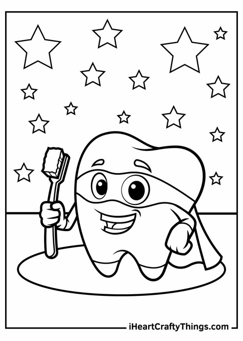 Tooth Coloring Pages Dental Coloring Pages, Toddler Printables, Teeth Drawing, Kedokteran Gigi, Dental Health Month, Cute Tooth, Idee Cricut, Preschool Coloring Pages, Dental Kids