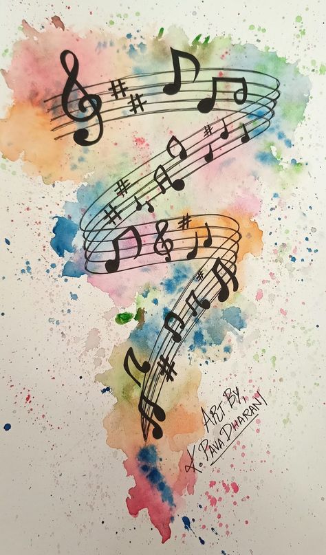 Music Watercolor Painting, Music Drawing Ideas, Singer Painting, Watercolor Music, Music Art Painting, Music Paintings, Music Notes Art, Majestic Tree, Abstract Painting Diy