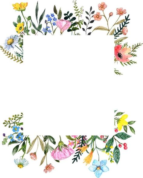 Wildflower Frame Drawing, Floral Border Painting, Wildflower Invitation Template, Flower Invitation Template Floral, Floral Border Design Frames, Wildflower Borders, Watercolor Frame Border, Wild Flower Border, Wildflower Template