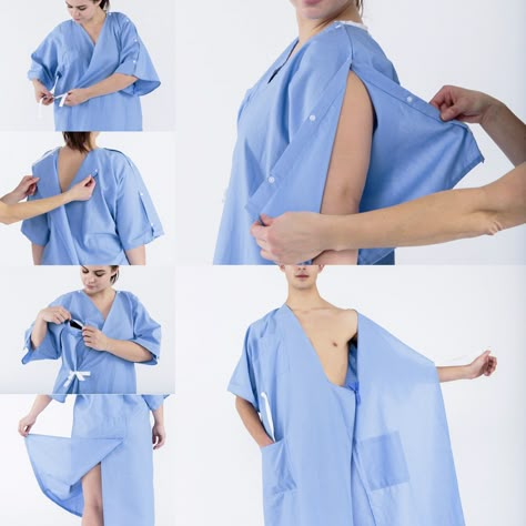 Post Surgery Clothing, Patient Gown, Types Of Gowns, Hospitality Uniform, Adaptive Clothing, Hospital Gown, Paper Dress, Gown Pattern, Student Fashion