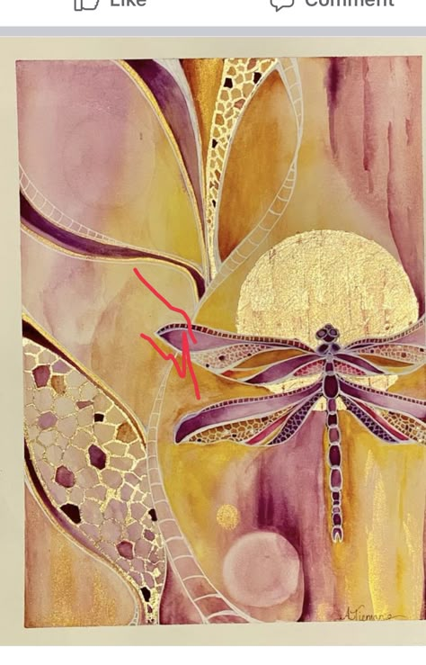 Dragonfly Oil Painting, Dragonfly Art Painting, Dragonflies Artwork, Dragonfly Inspiration, Marija Gimbutas, Dragonfly Artwork, Dragonfly Drawing, Metallic Watercolor, Magic Runes