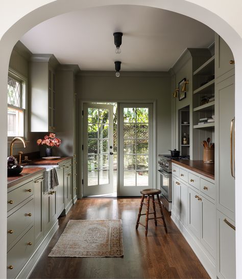 Small House Makeover: An English-Style New Look for a Couple's Longstanding Seattle Home Small House Makeover, Seattle Interior Design, Modern French Country, Galley Kitchens, Narrow Kitchen, Seattle Homes, Wooden Floors, Galley Kitchen, Kitchen Farmhouse