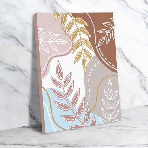 Painting Inspo Acrylic, Boho Acrylic Painting, Boho Art Painting, Leaves Abstract, Abstract Art Design, Boho Painting, Simple Canvas Paintings, Small Artwork, Easy Canvas Art