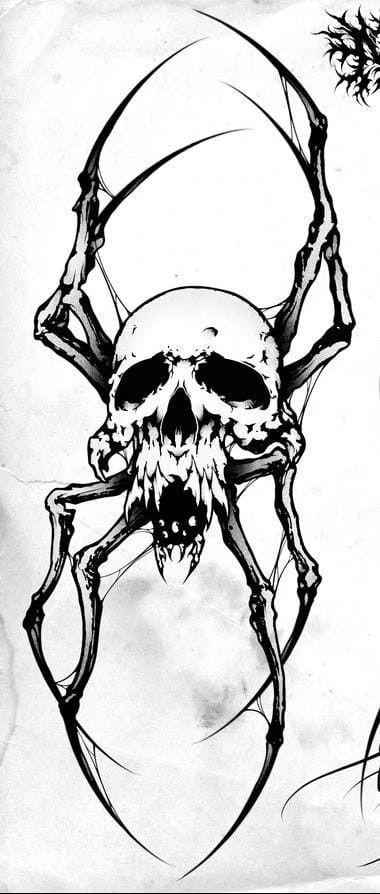 Human Spider Drawing, Creepy Octopus Tattoos, Mens Dark Tattoo Ideas, Skull Spider Drawing, Dark Style Tattoo Men, Disturbing Tattoo Ideas, Pyramid Head Tattoo Design, Gothic Ink Art, Creepy Snake Tattoo