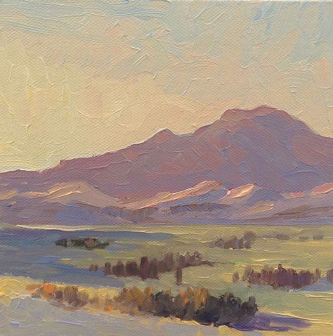 Story Hills, 6" x 6" oil on canvas panel. Story Hills and the southern portion of the Bridger Mountains, Montana Mountains Montana, Landscape Oil Paintings, Oil Painting Inspiration, Modern Fine Art, Bozeman Montana, Fine Art Landscape, Inspirational Artwork, Mountain Art, Art Landscape