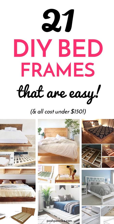 Build Your Own Bed Frame, Diy Bed Frames, Floating Bed Diy, Diy Platform Bed Frame, Posh Pennies, Diy King Bed Frame, Diy Bed Frame Easy, Diy Storage Rack, Floating Bed Frame