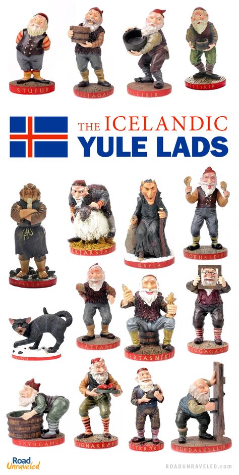 Icelandic Yule Lads Yule Lads, Yule Lads Iceland, Iceland Christmas, Pagan Yule, New Years Eve Fireworks, Icelandic Design, Christmas Books For Kids, Kids Study, World Party