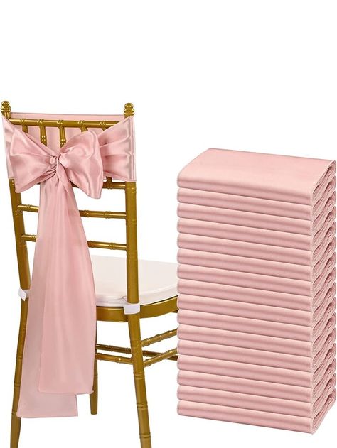 Pink Quince, Rose Gold Satin, Chair Back Covers, Banquet Chair Covers, Chair Bows, Chair Ties, Wedding Tablecloths, Chair Sashes, Fiesta Baby Shower