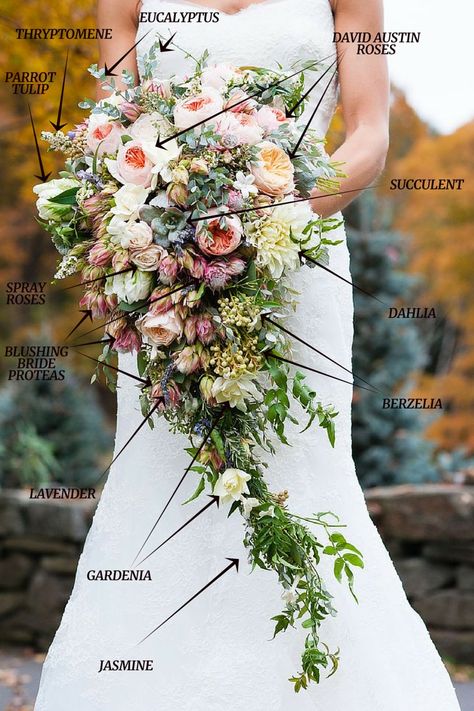 Bouquet Recipe, Cascading Bridal Bouquets, Cascading Wedding Bouquets, Wedding Bouquets Bride, Bridal Bouquet Flowers, Cascade Bouquet, Wildflower Wedding, Kew Gardens, Woodland Wedding