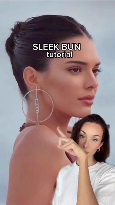 Curly Bob Haircut Ideas: Beautiful and Stylish Kendall Jenner Bun Hair, Sleek Bun On Short Hair, Ballet Short Hair, Kendall Jenner Bun Tutorial, Ponytail For Short Hair Easy, Sleek Bun For Short Hair, Short Hair Sleek Bun, Kendall Jenner Bun, Bun For Short Hair Tutorial