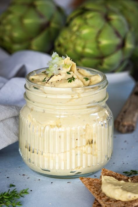 Creamy Artichoke Spread - Creative in My Kitchen Artichoke Cream Sauce, Creamy Artichoke Dip, Artichoke Pate, Cold Artichoke Dip, Sauteed Artichokes, Artichoke Puree, Healthy Spreads, Artichoke Tapenade, Mayo Substitute