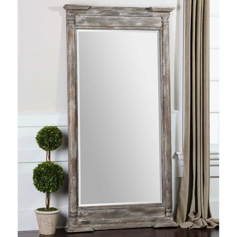 Uttermost Valcellina Ivory And Gray Wooden Leaner Mirror 07652 | Bellacor Uttermost Lamps, Uttermost Mirrors, Leaner Mirror, Large Wall Mirror, Wood Wall Mirror, Wood Cover, Wooden Mirror, Wood Mirror, Fir Wood