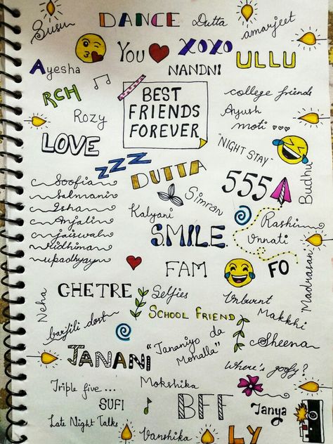 Best friends forever doodle Friends Doodle Drawings, Easy Doodle Art Best Friends, Best Friend Doodles Aesthetic, Doodle For Friendship, Bff Sketches Best Friends, Sleepover Doodles, Friends Journal Ideas Aesthetic, Best Friend Dairy Ideas, Draw For Best Friend