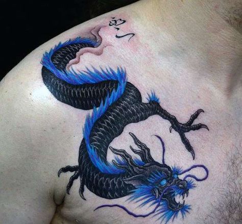 Blue Dragon Tattoo, Dragon Tattoos For Men, Small Dragon Tattoos, Small Dragon, Chinese Dragon Tattoos, Japanese Dragon Tattoo, Design Dragon, Dragon Sleeve Tattoos, Kunst Tattoos