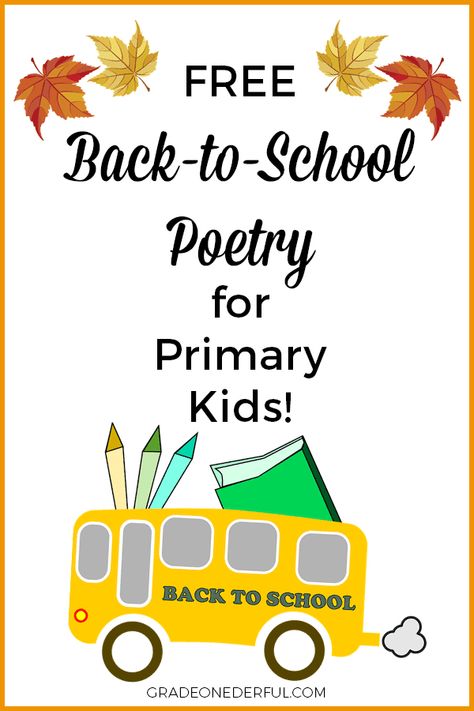 A free collection of 5 Back-To-School and Autumn poems. Instant download. Perfect for K-2 Reverse Poem, School Poems, Back To School Poem, Shared Reading Poems, School Poem, Learning Songs, Poems About School, September School, Autumn Poems