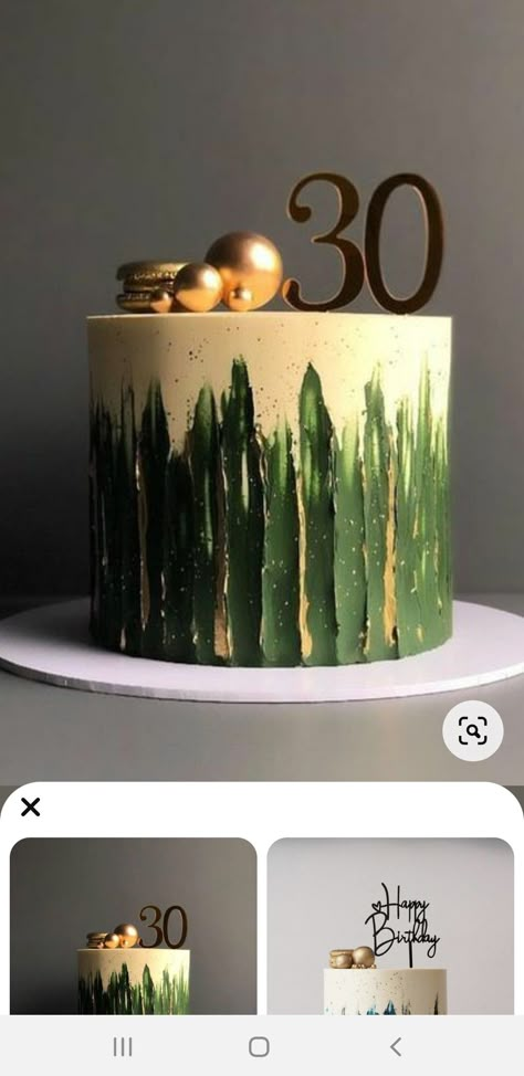 Green And Gold Birthday Cake, Masculine Birthday Cake, Modern Birthday Cakes For Men, 30th Birthday Cakes For Men, 30th Birthday Cake For Women, Goodbye Cake, Green Birthday Cakes, Cake Design For Men, Cake For Boyfriend