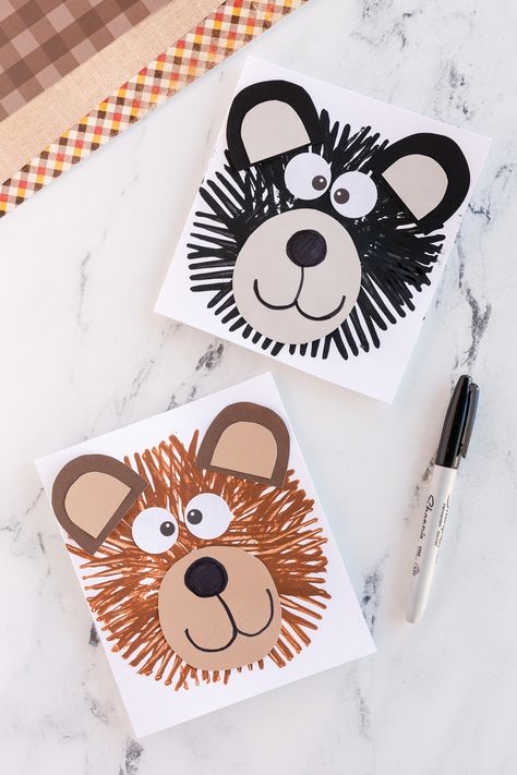 Fork Bear Painting, Bear Fork Painting, Bear Art Preschool, Bear Crafts For Toddlers, Bear Preschool Activities, Bear Crafts For Kids, Bear Activities Preschool, Bear Theme Preschool, Bear Crafts Preschool