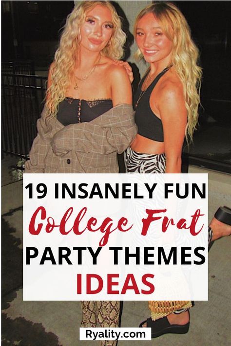 I love the frat party outits on the list! It would be so fun to put together an outfit for a colors theme Frat Party Themes, Anything But A Cup, Mixer Themes, Frat Party Outfit, Party Themes Ideas, Medieval Theme, Frat Party, Shotgun Wedding, Frat Parties