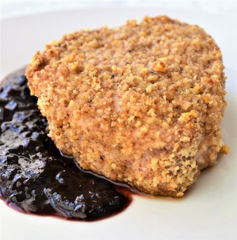 Walnut Crusted Pork Chops with Cherry Port Reduction Sauce | Recipe @ sumofyum.com Port Reduction Sauce, Crusted Pork Chops, Reduction Sauce, Brunch Party Recipes, Walnut Crust, Great Chicken Recipes, Cherry Sauce, Romantic Dinner For Two, Man Food