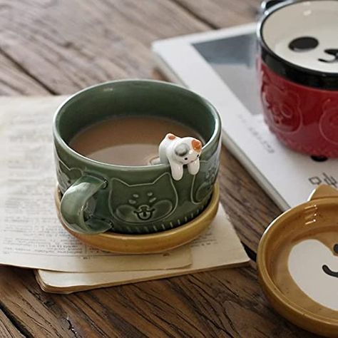 Kawaii Shiba, Panda Mug, Mug Sets, Pretty Mugs, Breakfast Cups, Break Time, Cappuccino Cups, Kawaii Style, Fine Ceramic