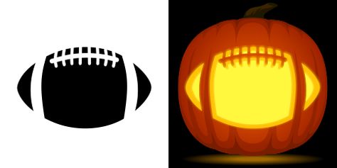 Football pumpkin carving stencil. Free PDF pattern to download and print at http://pumpkinstencils.org/download/football-pumpkin-stencil/ Pumpkin Carving Baseball Ideas, Football Carved Pumpkin, Football Pumpkin Carving Ideas, Football Pumpkin Carving, Football Stencil, Pumpkin Carving Templates Free, Disney Pumpkin Stencils, Disney Pumpkin Carving Templates, Scary Pumpkin Carving Patterns