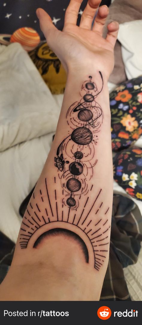 Space Arm Tattoo, Space Sleeve, Space Tattoo Sleeve, Astronomy Tattoo, Arm Sleeve Tattoo, Solar System Tattoo, Astronaut Tattoo, Prison Tattoos, Planet Tattoos