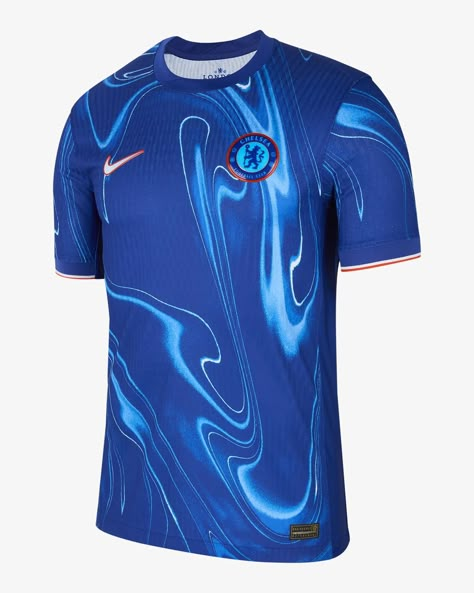 Chelsea 24/25 Nike Home Kit - Football Shirt Culture - Latest Football Kit News and More Chelsea Kit, Chelsea Football Shirt, Blue Football Jersey, Chelsea Shirt, Football Jersey Outfit, Jerseys Football, Sport Shirt Design, Classic Football Shirts, Blue Football