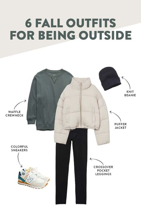 6 Fall Outfits for Playing Outside Hockey Mom Outfits Casual, Casual Winter Mom Outfits, Mom Outfit Fall 2023, Fall Sports Outfits, Casual Fall Mom Outfits 2023, Fall 2023 Mom Outfits, Cold Weather Soccer Mom Outfits, Soccer Mom Outfits Fall, Football Mum Outfit Winter