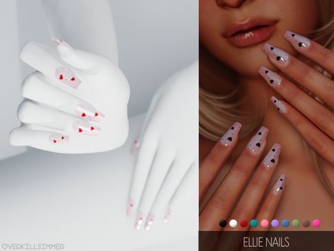 Ellie nails - The Sims 4 Download - SimsFinds.com Sims 4 Cc Nails Almond, Sims 4 Valentines, Acrylic Nails Sims 4 Cc, Sims 4 Chipped Nails, Nails For Sims 4, Sims 4 Valentines Day Cc, Sims 4 Fingernails Cc, Cc Nails, Sims 4 Nails