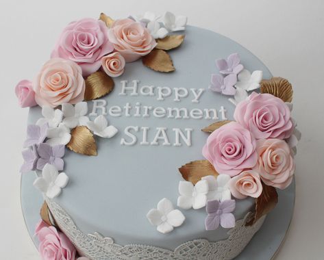 floral retirement cake | by Hannah Loves Cake Retirement Cakes For Woman, Retirement Cakes For Women, Elegant Retirement Cake, Retirement Cake Ideas For Women Mom, Cakes Ideas For Women, Flower Retirement Cake, Cake Idea For Retirement, Retirement Cakes Ideas For Women Funny, Retirement Cakes Ideas For Women