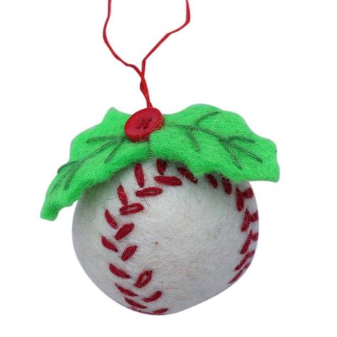 Baseball Felt Ornament - Global Groove (H) Baseball Ornaments, Going Going Gone, Handmade Felt Ornament, Glam Christmas Decor, Traditional Christmas Decorations, Country Christmas Decorations, Felt Ornament, Handmade Fair, Felt Christmas Ornaments