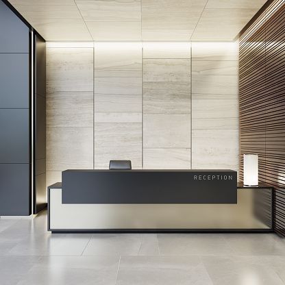 Residential Lobby Design, Modern Office Reception Desk, Luxury Reception Desks, Steel Reception Desk, Modern Office Reception, Reception Counter Design, Reception Area Design, Reception Table Design, Office Reception Design