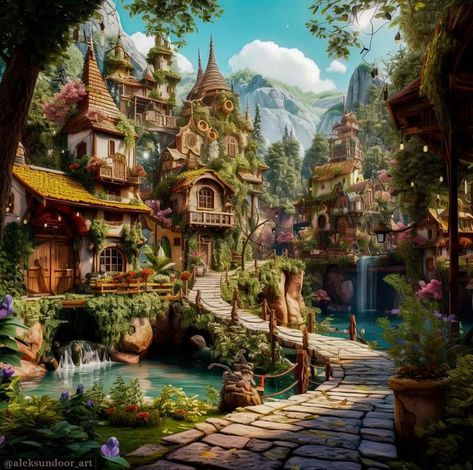 88+ Minecraft Town Ideas Buildings Wallpaper, Background, Images Ideas - Zicxa Photos Seaside Town Fantasy Art, Minecraft Town Ideas, Fairy Town, Minecraft Town, Forest Village, Fantasy Cottage, Fantasy Village, Fairytale House, Storybook Homes