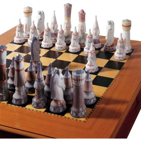 Lladro Porcelain Figurine Medieval Chess Set -- More info could be found at the image url. (This is an affiliate link) #BoardGames Medieval Chess Set, Medieval Chess, Art Through The Ages, Lladro Porcelain, Lladro Figurines, Kings Game, Fun Board Games, Chess Game, Chess Pieces