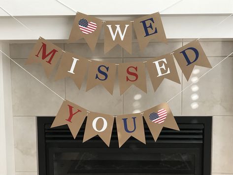 Welcome Back Work Surprise Ideas, Welcome Back Party Ideas, Diy Welcome Home Signs, Deployment Welcome Home Party, Deployment Homecoming Decorations, Navy Welcome Home Party, Surprise Welcome Home Decorations, Soldier Welcome Home Party, Welcome Home Decorations Ideas Party