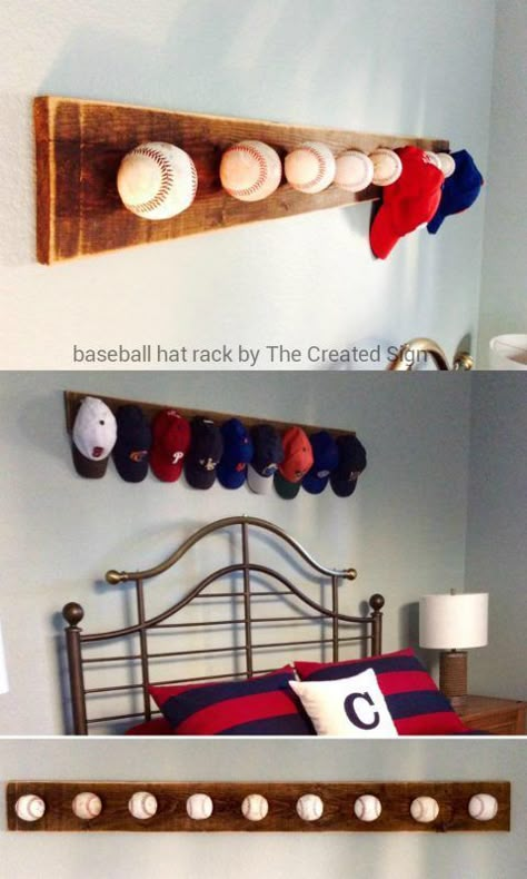 Baseball Project, Baseball Hat Racks, Baseball Bedroom, Sport Bedroom, Baseball Room, Baseball Decor, Sports Room, Hat Rack, Boy Bedroom