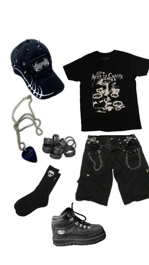 Masc grunge outfit 90 Grunge Outfits Men, Masc Aesthetic Outfit, Alternative Masc Outfits, Male Grunge Fashion, Trans Masc Clothes, Goth Masc Outfits, Black Aesthetic Grunge Outfit, Aesthetic Grunge Outfits Men, Grunge Masc Outfits