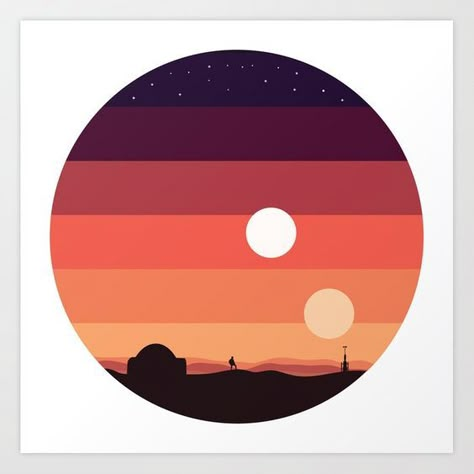 Tatooine Sunset, Circle Painting, Procreate Ipad Art, Cd Art, Star Wars Wallpaper, Sunset Art, Mini Canvas Art, Painting Art Projects, Diy Canvas Art